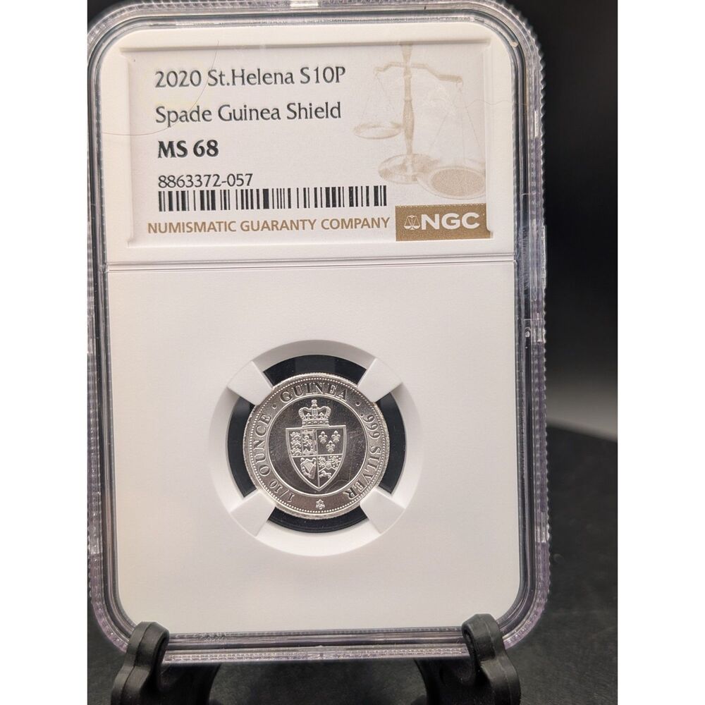 2020 St. Helena Spade Guinea Shield 1/10 oz Silver £10 NGC MS68 8863372-057